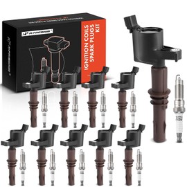 A-Premium Ignition Coils & Spark Plugs Kits Compatible with Ford F-150 2008-2010 F-250 F-350 F-450 Super Duty Mustang Lincoln Navigator 4.6L 5.4L 6.8L Iridium Black Set of 20