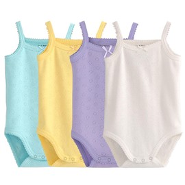 Blueleyu Baby Girls Spaghetti Strap Bodysuit SleevelessTank Top Cotton Baby One-Pieces Pack of Baby Summer Clothes (2-3T)