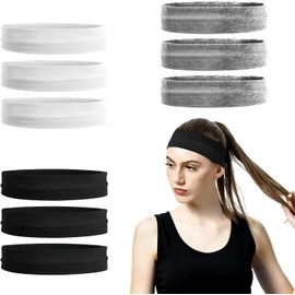 Genérico Diademas Deportivas para Mujer y Hombre: 9 Piezas Banda para el Cabello Ancha y Elástica, Cinta para el Cabello Absorbente de Sudor, Bandas para la Cabeza para Yoga Running Fitness Gimnasio