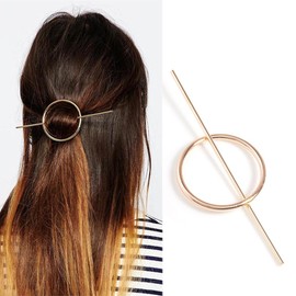 Gold Circle Hair Fork Metal Ponytail Hairpin Retro Hair Stick Minimalist Hair Clip Hair Accessories for Women Girls Long Hair