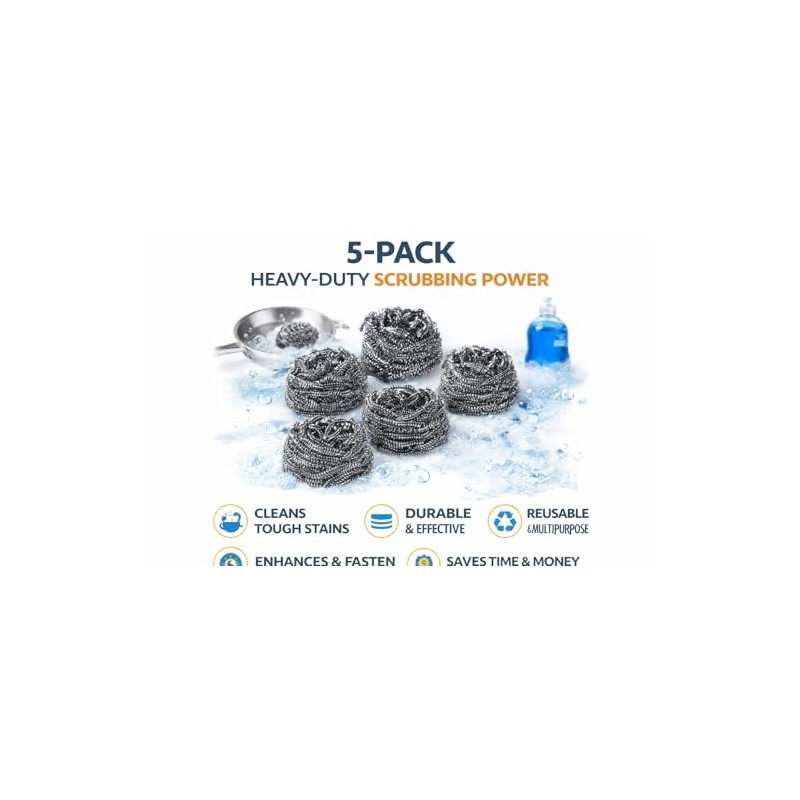 FIBRAS para trastes de ACERO INOXIDABLE juego de 5 piezas.