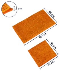 WohnDirect Bath Mat Set, Toilet Mat (45 x 45 cm), Bath Mat (50 x 80 cm, 70 x 120 cm), Non-Slip Washable Bathroom Rug with or without Toilet Cut-Out Mat
