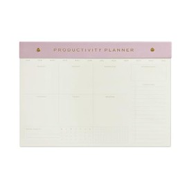 DesignWorks Ink 60-Sheets Weekly 35.5 x 24.7 cm Desktop Notepad, Chili Weekly Agenda