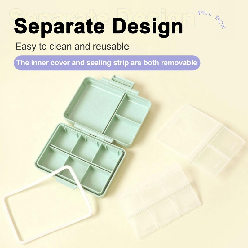 Wopanxye Travel Pill Organizer, 9 Compartments Portable Small Pill Box