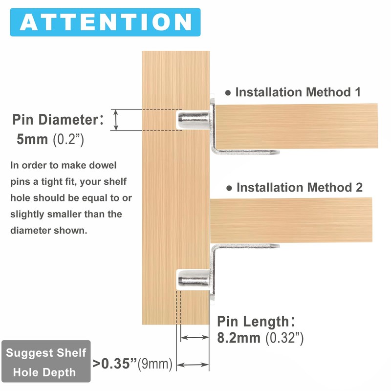 SDTWZW 5mm Shelf Pegs L-Shaped Cabinet Support Pins Bracket Style