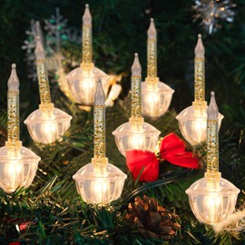 Christmas Bubble String Light Set, 2 Pack 11Ft Vintage Bubble String Lights 7 Bubble Light Bulb with Gold Glitter, UL Listed for Christmas Tree Holiday House Lighting(2 Pack- Total 14 Bubble Lights)