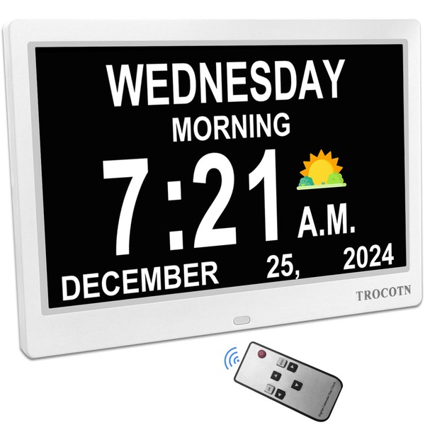 TROCOTN Dementia Clock Large Digital Clock for Seniors, Calendar Clock,Wall