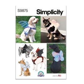 Simplicity Lightly Padded Dog Harness with Wings Sewing Pattern Packet by Carla Reiss, Design Code S9875, Sizes S-M-L, Multicolor