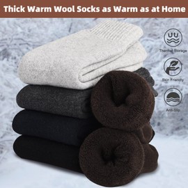 VoJoPi 5 Pairs of Men's Thermal Socks, Winter Warm Socks with Thick Terry Towelling Sole, Size 39-45, Colourful