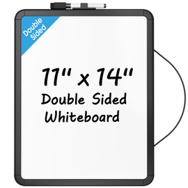 MaxGear Small Dry Erase Board for Wall, 11"x 14" Hanging Double-Sided Magnetic Whiteboard with a Black Dry Erase Marker, Portable Mini White Board for Planning, Drawing, Memo, to Do List, Black Frame