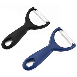 Fruit & Vegetable Swivel Y Peeler for Kitchen (Black/Navy Blue (2 Set))