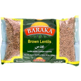 Baraka Dry Brown Lentils for Cooking | Dried All Natural Gluten-Free Quick Cook Lentils, No Preservatives, No Additives, Fiber-Rich Food for Dips, Soups, Pasta, High Protein Vegan Diet (2lb Bag)