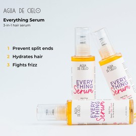 Agua de Cielo Everything Serum - Hydrates, Tames Frizz & Repairs Split Ends, Infused with Castor, Argan & Macadamia Oil, Nourishing & Protecting Pre & Post Wash Hair Serum - 4 Oz