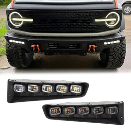 Fancemot Fog Lights Compatible with Ford Bronco 2021–2024, LED Daytime Running Lights with Switchback White DRL/Amber Turn Signal for 2-Door & 4-Door Models with Modular Bumper