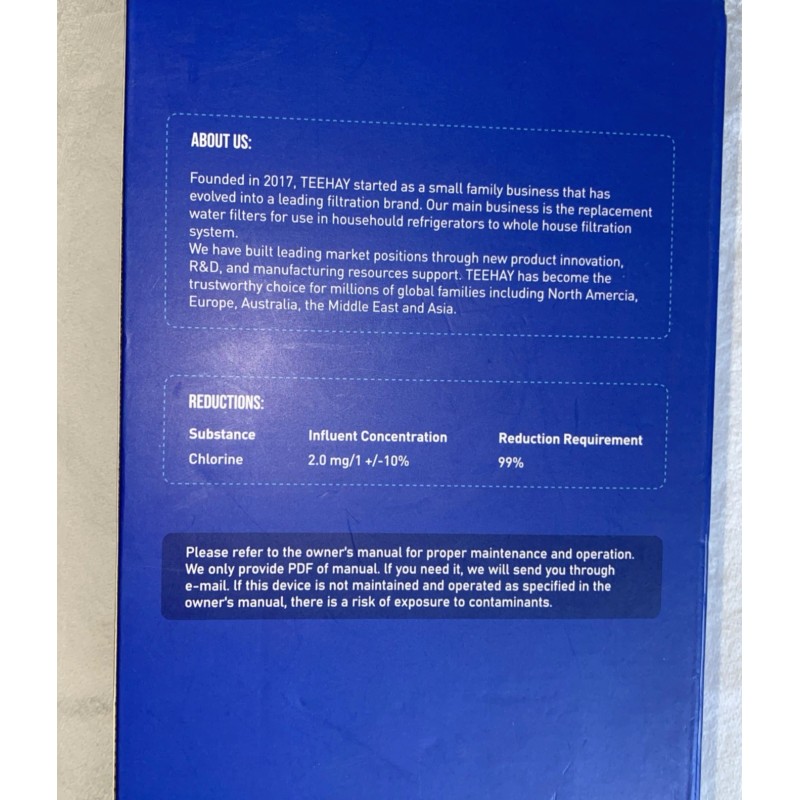TEEHAY Refrigerator Water Filter Model #TH-06 Replace for Filter3 (2