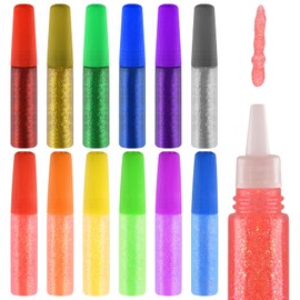 Small Glitter Guel Pens Bulk Mini Guel Sticks Set Glitter Glue Gel Pens 6ml Colorful Art Craft Glitter Pens for Christmas Graduation Wedding Party Art Projects (12, 12 Colors)