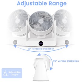 HomBreez 10" Desk Air Circulator Fan with Remote, 90° +90° Oscillating Table Fan, Quiet Portable Battery Powered Fan for Bedroom, Home, Office, 12 Speeds, 12H Timer
