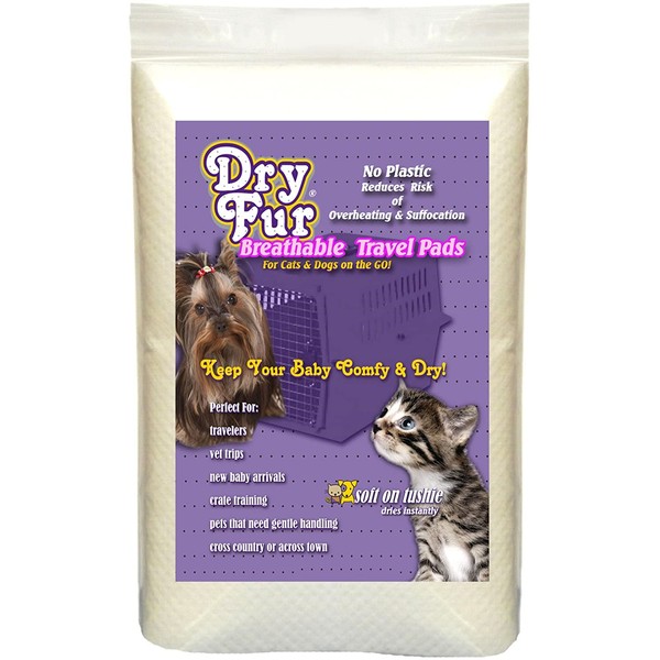 DryFur Super Absorbent Pet Carrier Travel Pads (XL - 24in x 35in) 4 Pack