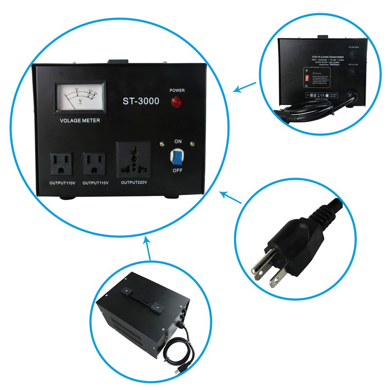 YaeCCC ST-3000 Voltage Transformer Converter Regulator with Voltage Meter -