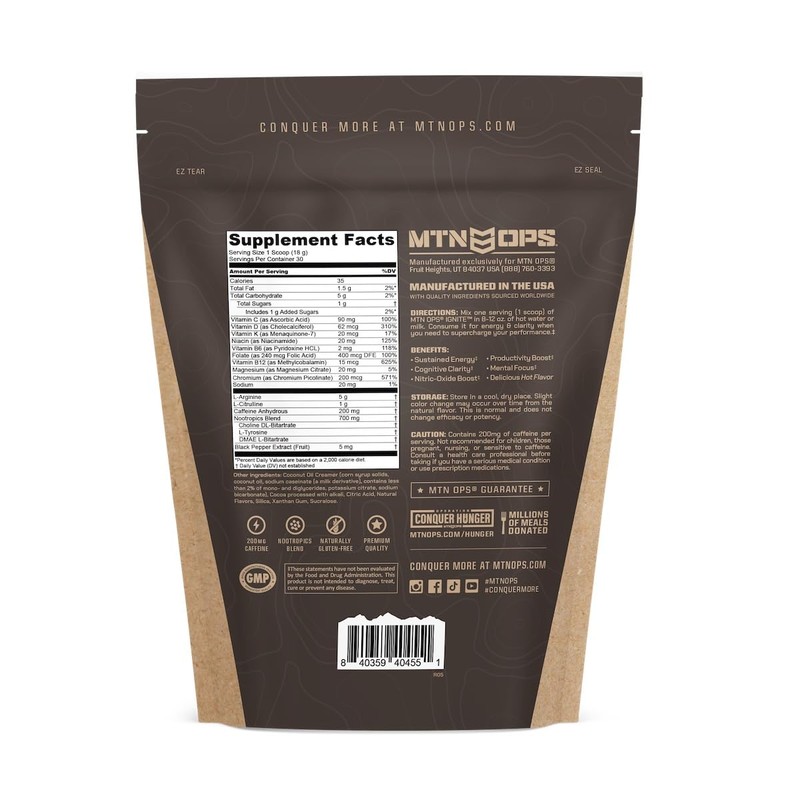 MTN OPS Hot Ignite Supercharged Energy Drink Mix Coffee Alternative,