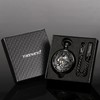 TREEWETO Mechanical Skeleton Pocket Watch Lucky Phoenix & Dragon Hollow