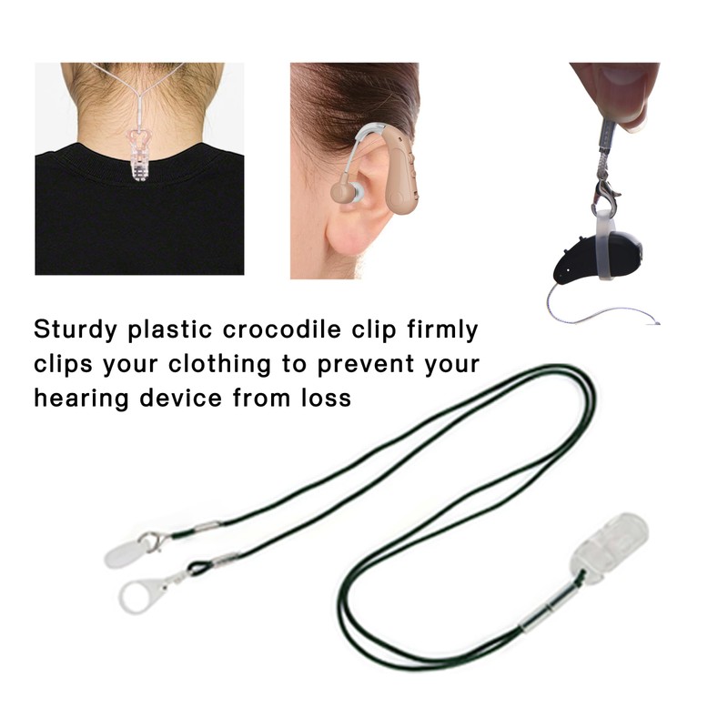 2 Set Binaural Grey Silicone Hearing Aid Anti-Lost Rope Tangle-Free