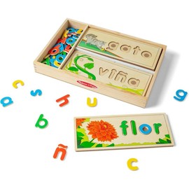 Melissa & Doug Spanish See & Spell Educational Language Learning Toy - FSC Certified - Style: English