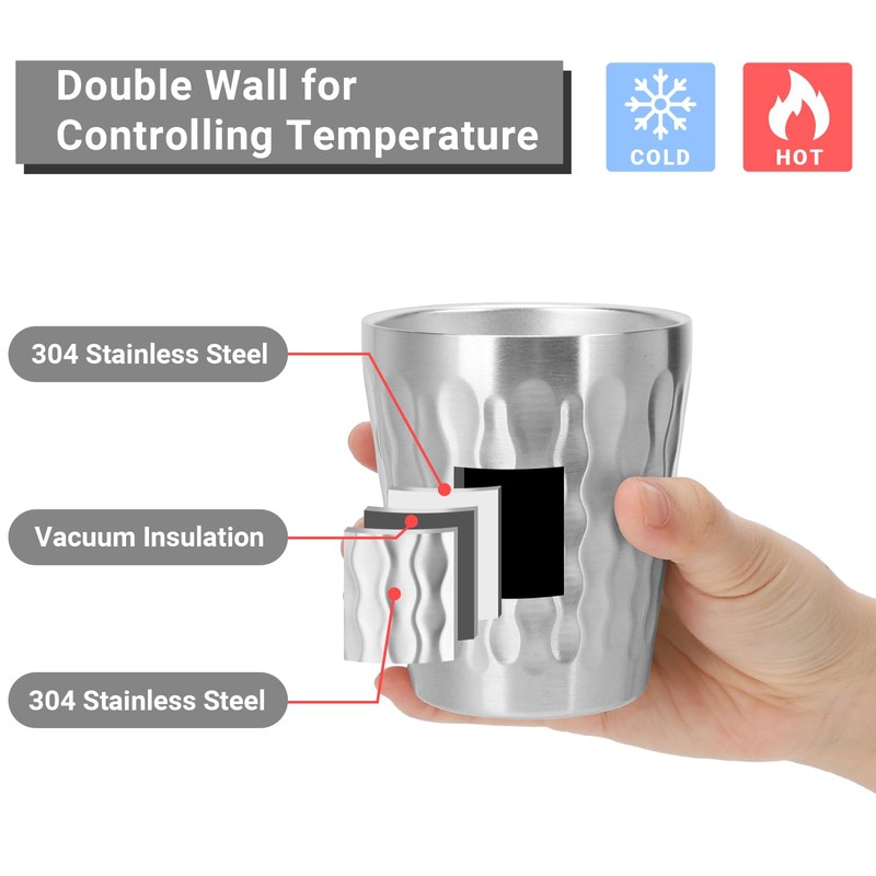 Offiper Stainless Cups, 10 oz Insulated Tumbler, 8 Pack Double