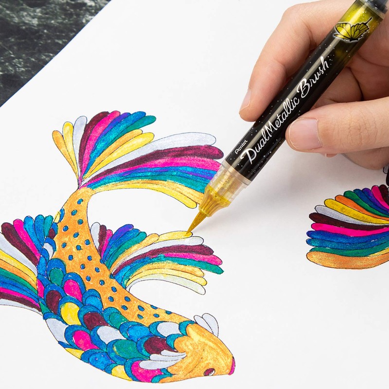Pentel Dual Metallic Brush Gold XGFH-DX