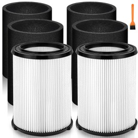2 Pack VF4000 Filter Replacement for Ridgid Shop Vac Filters 5-20 Gallon, fits Husky 6-9 Gallon Vacuums, Complete with 4 Pack Foam Sleeve