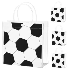 HGWNQX Soccer Party Favor Gift Bags, 15 Pcs Soccer PVC Clear Treat Goodie Snack bags with Handles, Soccer Candy Bags for Sport Team Party Decoration Supplies