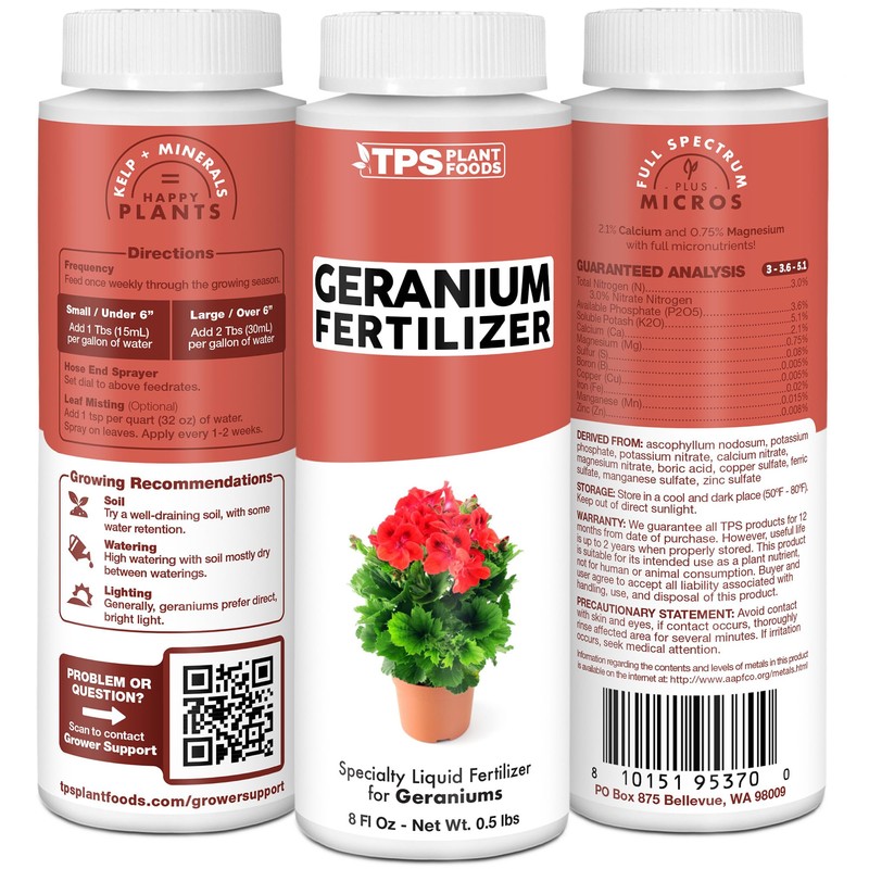 Geranium Fertilizer, Complete Grow and Flowering Liquid Geranium Plant Food,