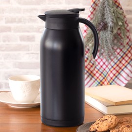 Atlas ATP-1500BK Thermal Thermos Tabletop Pot, 0.3 gal (1.5 L), Vacuum Insulated, Lightweight, Slim, Stainless Steel Pot