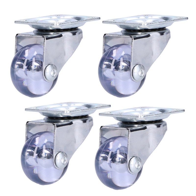4 Pcs Swivel Caster Heavy Duty Stainless Steel Transparent PU