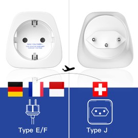 TANXIS 3 St1ck Deutschland auf Schweiz Reiseadapter, Reisestecker Steckdosenadapter, Schuko EU zu Typ J Steckdose,f1r Malediven, Ruanda, Liechtenstein Reiseadapter, Wei?