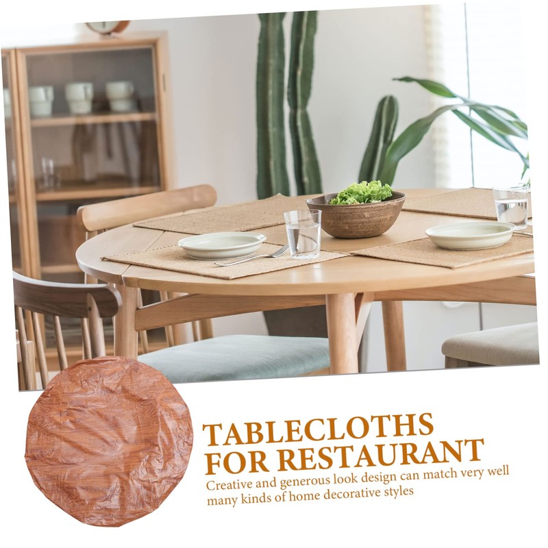 Ciieeo Buffet Tablecloth with Elastic Edges Wood Grain Design Table