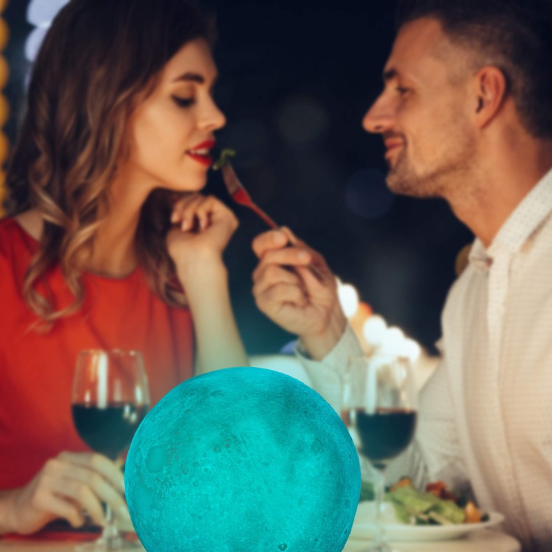 Relaxdays 3D 16 Colors Dimmable Remote Control Wireless Moon Lamp