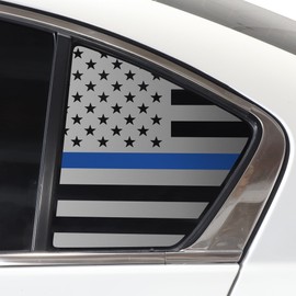 BOGAR TECH DESIGNS Precut Quarter Window American Flag Vinyl Decal Sticker Compatible with Honda Accord 2013-2017, Thin Blue Line