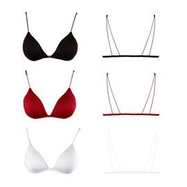 MsAnya Bralette for Women Girls Teens Triangle V Neck Bra A-B Cups Strappy Removable Training Bra Padded Wire Free(3 Packs Bra, 32AB)