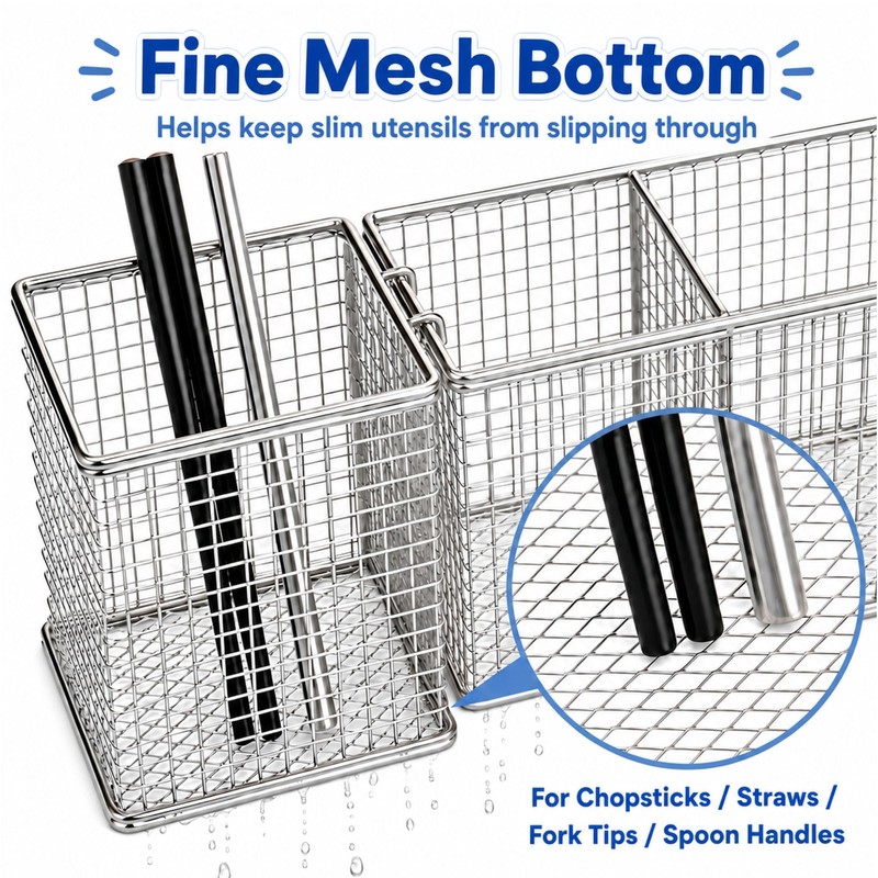 Dishwasher Silverware Basket - 304 Stainless Steel Utensil Organizer Set