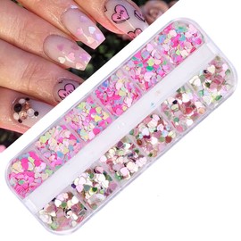 3 Box Holo Aurora Heart Star Glitter Film Hologram Aurora Nail Sequins 2mm 3mm Mixed Size Blended Glitter Nail Glitter Nail Art Supplies