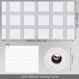 Drawer Liner, 12 Inches X 20 Ft Shelf Liner for Kitchen Cabinets Non-Adhesive Cabinet Liner with 60pcs Double-Sided Tape Waterproof Kitchen Liner for Shelves Kitchen Drawer Refrigerator