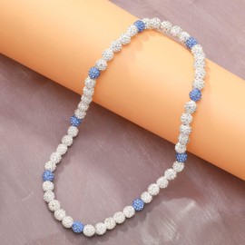 EXPHAIN Baseball Necklaces For Men Women Baseball Team Inspired Beaded Necklace Unisex Rhinestone Discoball Necklaces Jewelry-Gift For Baseball Team Lovers