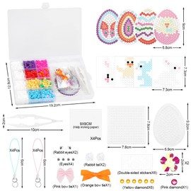 Ironing beads plate set, ironing beads Easter, children's crafts for Easter, pattern with egg and rabbit shape, suitable for Easter children, DIY, can be used as Easter decoration