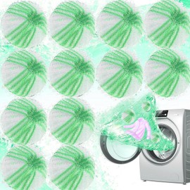 Upgrade 12 PCS Pet Hair Remover for Laundry, Reusable Dog & Cat Hair Remover for Laundry, Washing Machine Pet Hair Catcher for Clothes, Bedding, Gentle on Fabrics (Grass Green + White)