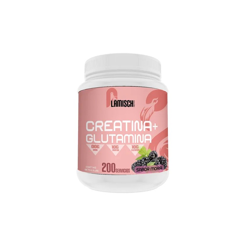 Creatina Glutamina 1 Kg Flamish Pre Entreno 50servicios Mora Azul