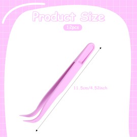 EupHHonycs 12PCS Plastic Tweezers, Long 4.5 Inch Bent Tweezers for for Baking Decoration, Small Jewelry Making Tools DIY Jewelry Making Crafts Feeding Reptiles, Picking and Placing Beads, Purple