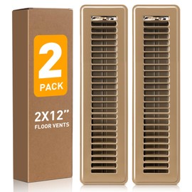 Floor Register 2x12 Inch Brown, Floor Vent Covers for Home Floor, Sidewall, Design with Adjustable Air Supply Lever Air Vent Deflectors, 2 Pack