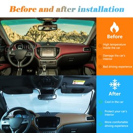 Car Windshield Sun Shade for Maserati Levante Ghibli Quattroporte 2016-2024 Car Foldable UV Ray Reflector Auto Front Window Glass Sun Shade, UV Rays Sun Visor Protector (for Ghibli 2017-2024)