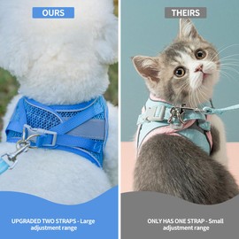 AIITLE Extra Small Dog Harness - Step in Vest Harness with A Leash, Reflective Bands, Soft Breathable Pet Supplies, Outdoor Pet Vest for Extra Small Dogs and House Cats Royal Blue XXXS